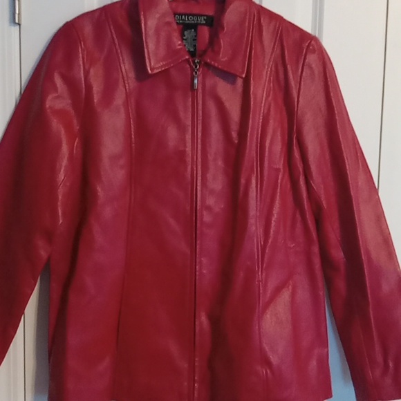 Dialogue Vintage Red Leather Women's Jacket - Picture 2 of 6